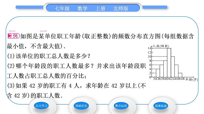 北师大版七年级数学上第六章数据的收集与整理6.3数据的表示第2课时频数直方图习题课件第3页