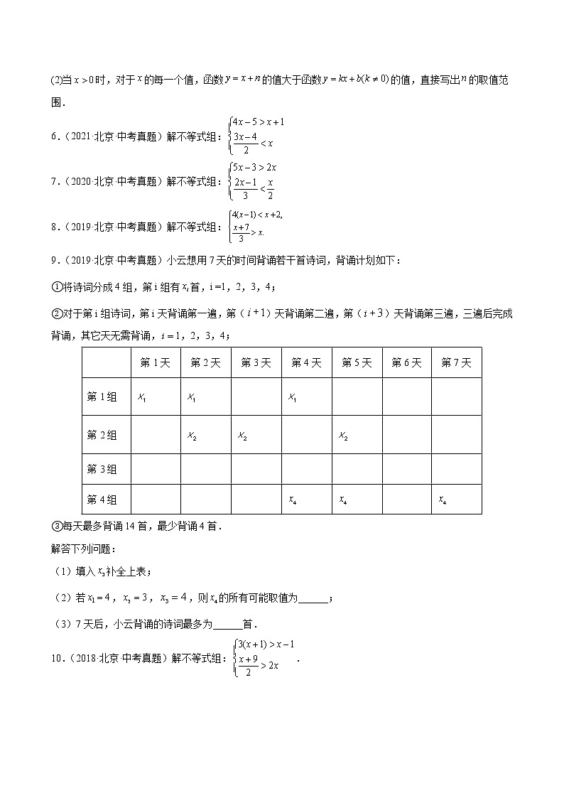 专题06 一元一次不等式（组）——5年（2018~2022）中考1年模拟数学分项汇编（北京专用）（原卷版）第2页