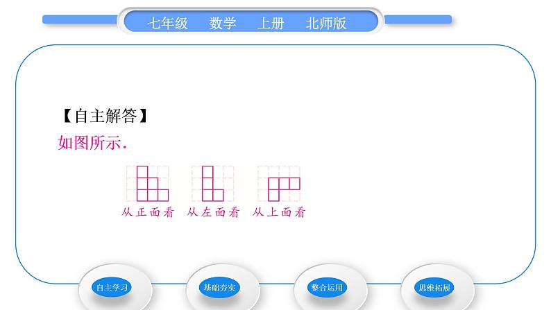 北师大版七年级数学上第一章丰富的图形世界1.4从三个方向看物体的形状习题课件第6页