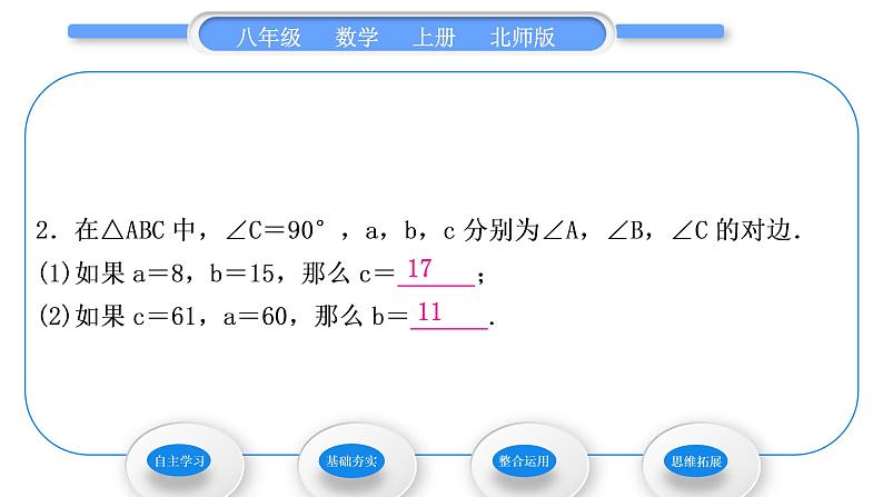 北师大版八年级数学上第一章勾股定理1.1探索勾股定理第1课时探索勾股定理习题课件08