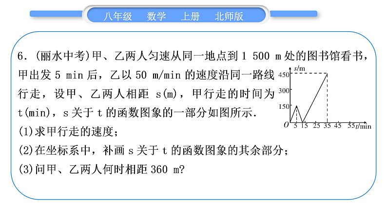 北师大版八年级数学上第四章一次函数基本功强化训练(三)　一次函数的实际应用习题课件第7页