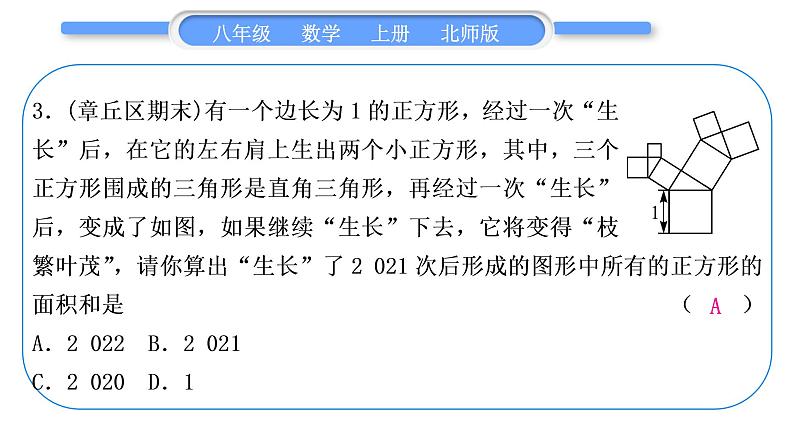 北师大版八年级数学上第一章勾股定理章末复习与提升习题课件第4页