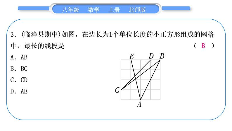 北师大版八年级数学上单元周周测(一)(1.1－1.3)习题课件04