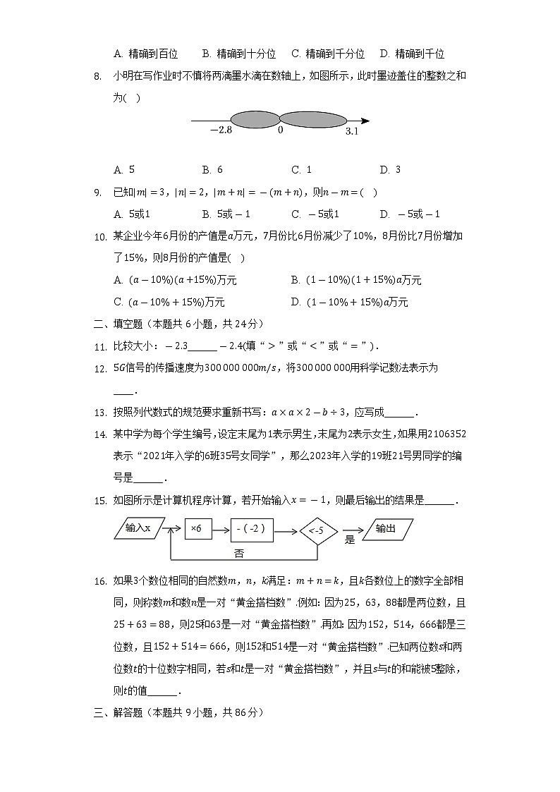 2022-2023学年福建省泉州市晋江市安海片区七年级（上）期中数学试卷（含解析）第2页