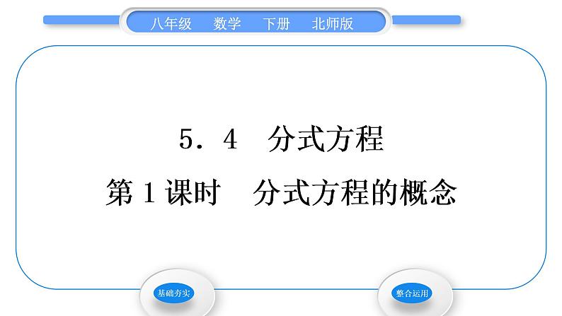 北师大版八年级数学下第第五章分式与分式方程5.4分式方程第1课时分式方程的概念习题课件01