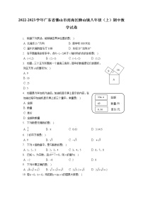 2022-2023学年广东省佛山市南海区狮山镇八年级（上）期中数学试卷（含答案解析）