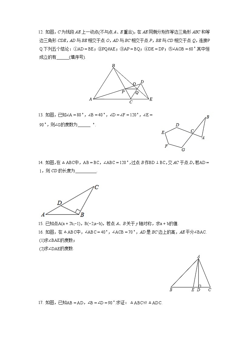 2022-2023学年吉林省白城市大安市八年级（上）期中数学试卷（含答案解析）第3页