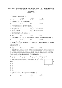 2022-2023学年山东省淄博市高青县八年级（上）期中数学试卷（五四学制）（含答案解析）