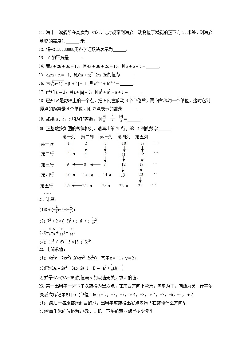 2022-2023学年黑龙江省齐齐哈尔二十一中七年级（上）期中数学试卷（含答案解析）第2页