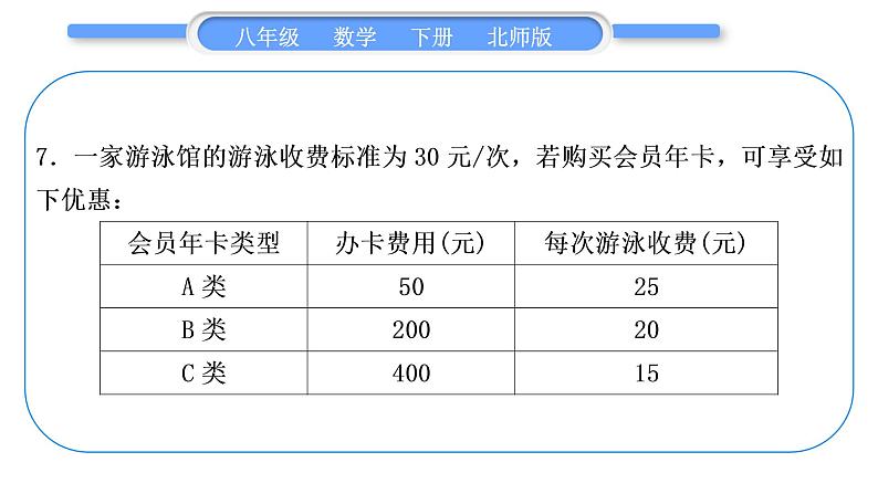 北师大版八年级数学下单元周周测(四)(2.5－2.6)习题课件08