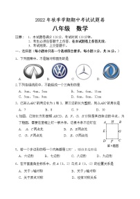 广西河池市宜州区2022-2023学年八年级上学期期中考试数学试题(含答案)