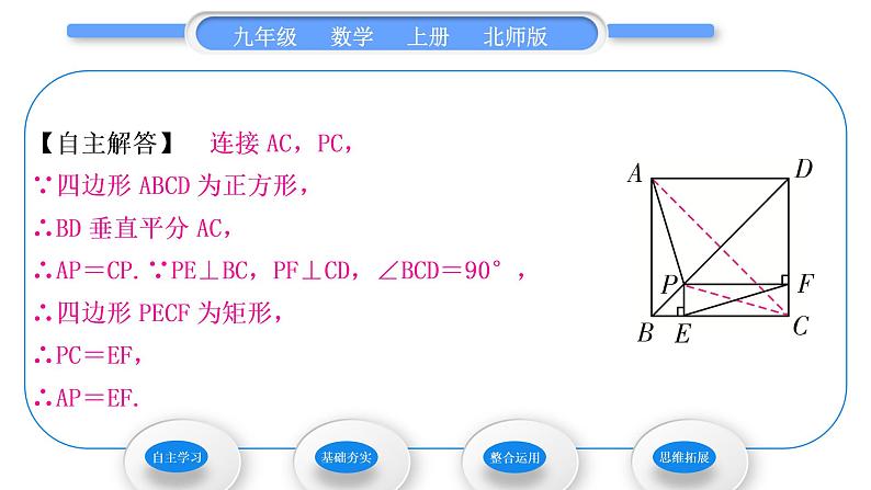 北师大版九年级数学上第一章特殊平行四边形1.3正方形的性质与判定第1课时正方形的性质习题课件第5页