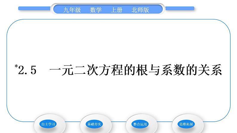 北师大版九年级数学上第二章一元二次方程2.5一元二次方程的根与系数的关系习题课件第1页