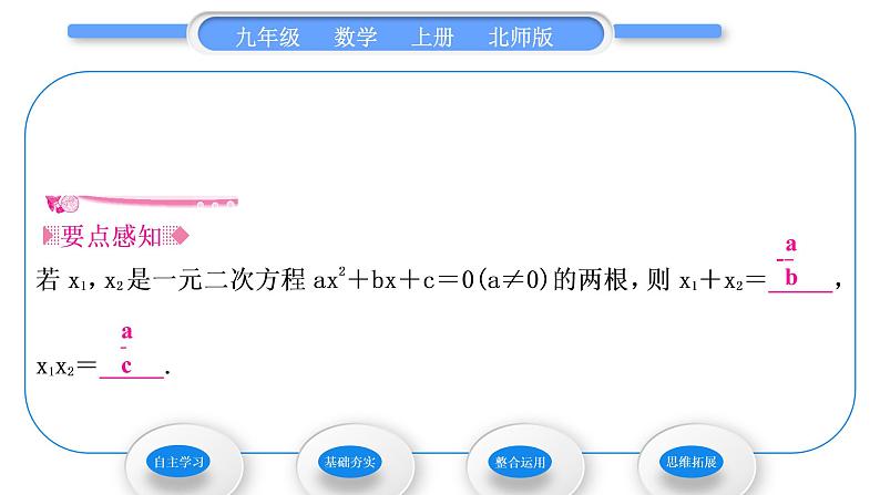 北师大版九年级数学上第二章一元二次方程2.5一元二次方程的根与系数的关系习题课件第2页