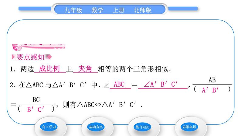 北师大版九年级数学上第四章图形的相似4.4探索三角形相似的条件第2课时两边成比例且夹角相等的两个三角形相似习题课件第2页