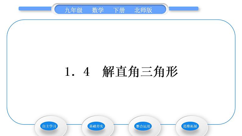 北师大版九年级数学下第一章直角三角形的边角关系1.4解直角三角形习题课件01
