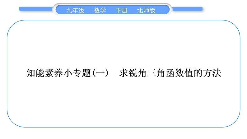 北师大版九年级数学下第一章直角三角形的边角关系知能素养小专题(一)求锐角三角函数值的方法习题课件01