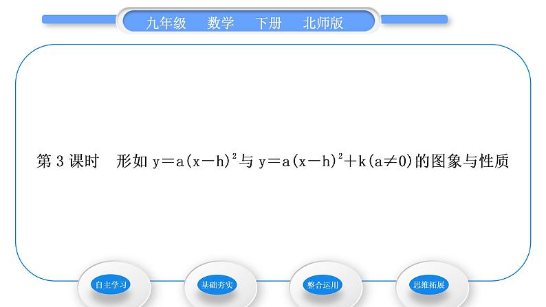 北师大版九年级数学下第二章二次函数2.2二次函数的图象与性质第3课时形如y＝a(x－h)2与y＝a(x－h)2＋k(a≠0)的图象与性质习题课件第1页