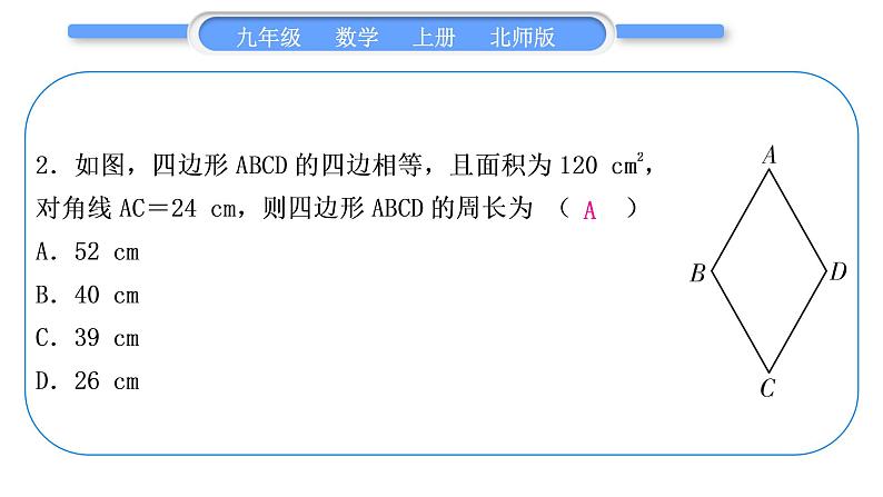 北师大版九年级数学上第一章特殊平行四边形章末复习与提升习题课件第3页