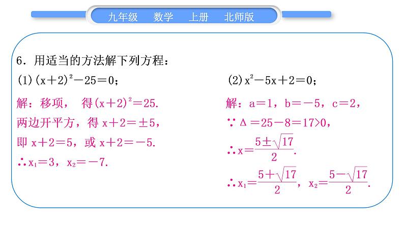 北师大版九年级数学上第二章一元二次方程章末复习与提升习题课件第7页