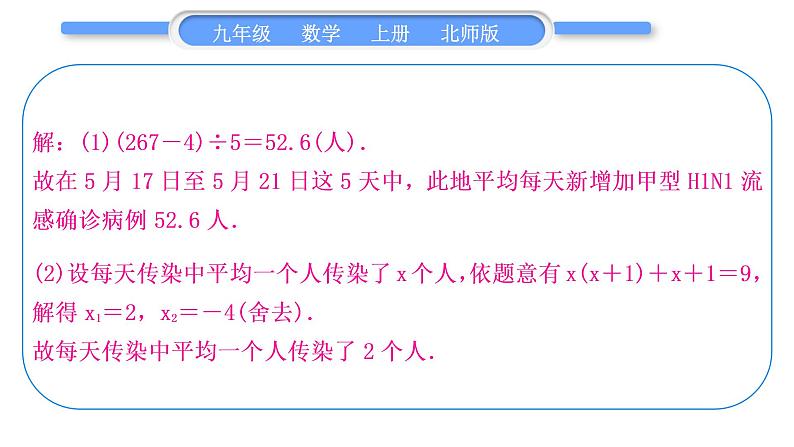 北师大版九年级数学上第二章一元二次方程知能素养小专题(三)一元二次方程的实际应用习题课件第6页