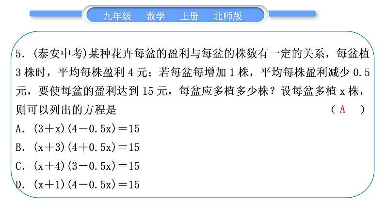 北师大版九年级数学上单元周周测(三)(2.5－2.6)习题课件06