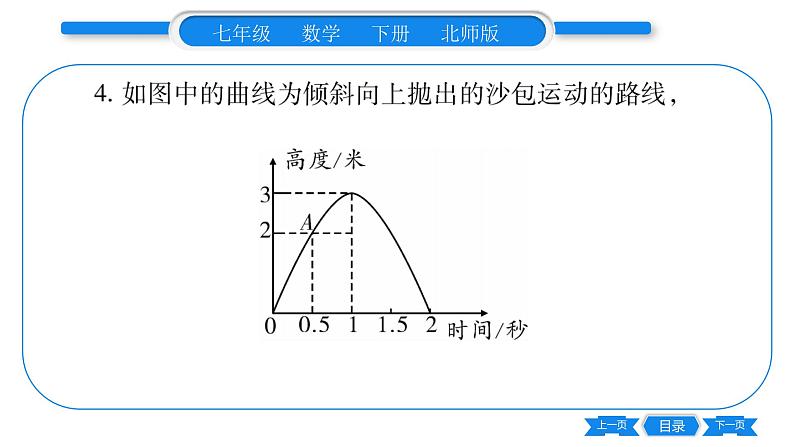 北师大版七年级数学下第3章变量之间的关系用图像表示的变量关系第1课时曲线型图像习题课件第6页