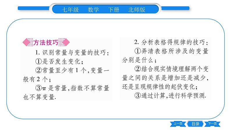 北师大版七年级数学下第3章变量之间的关系用表格表示的变量间的关系习题课件第4页