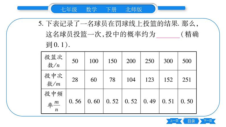 北师大版七年级数学下第6章概率初步频率的稳定性第2课时用频率估计概率习题课件第6页