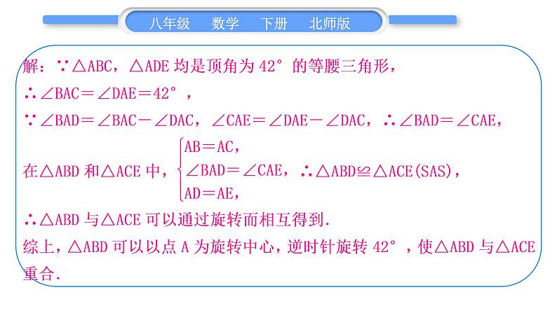 北师大版八年级数学下第三章图形的平移与旋转知能素养小专题(六)教材P89T12的变式与应用习题课件第3页