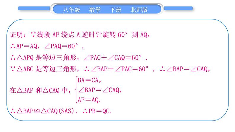 北师大版八年级数学下第三章图形的平移与旋转知能素养小专题(六)教材P89T12的变式与应用习题课件第5页