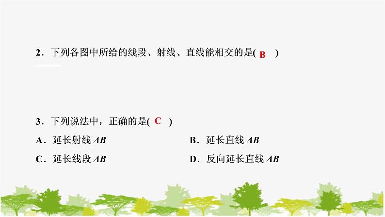 6.2 线段、射线和直线 浙教版七年级数学上册课件05