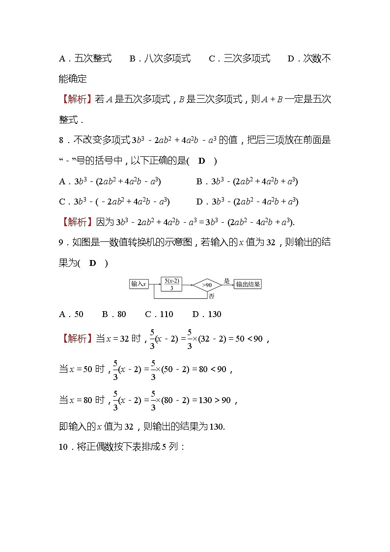第3章 整式及其加减 数学北师大版七年级上册单元测评1(含答案)03