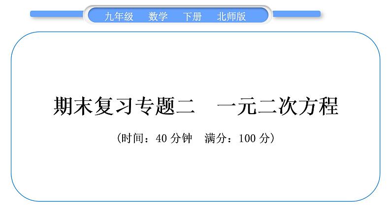 北师大版九年级数学下期末复习专题二一元二次方程习题课件01