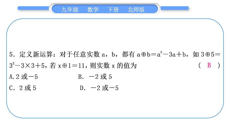 北师大版九年级数学下期末复习专题二一元二次方程习题课件06