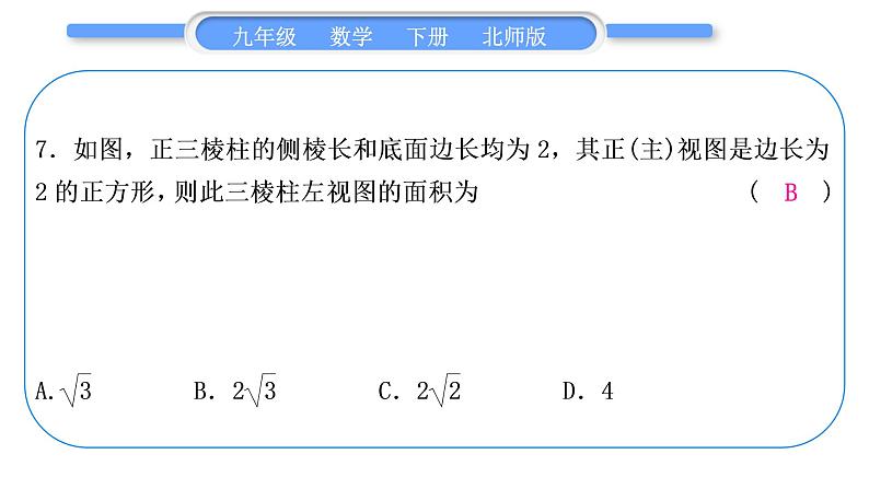 北师大版九年级数学下期末复习专题三概率的进一步认识及投影与视图习题课件08