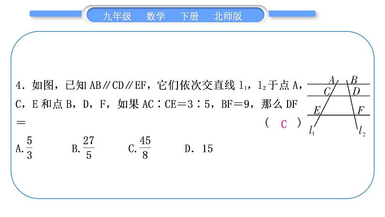 北师大版九年级数学下期末复习专题四图形的相似习题课件05