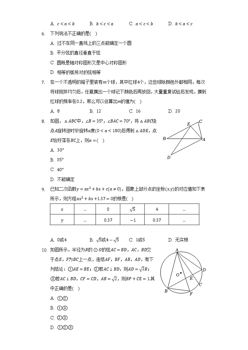 2022-2023学年浙江省杭州市明珠实验中学等四校联考九年级（上）期中数学试卷（含解析）02