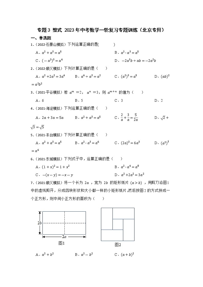 专题3 整式 2023年中考数学一轮复习专题训练（北京专用）第1页