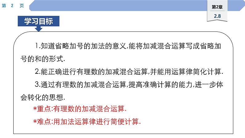 12 第2章 有理数 2.8 有理数的加减混合运算 加减法统一成加法及运算律的应用PPT第2页