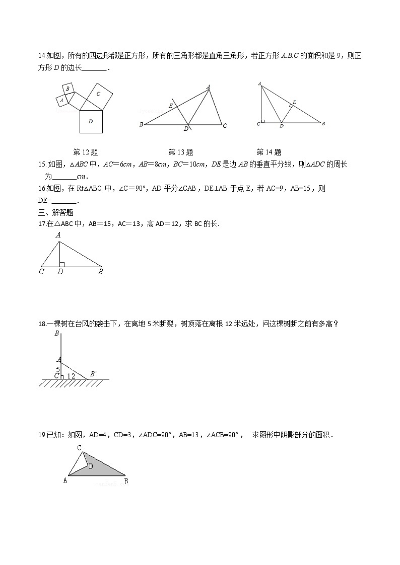 3.1 勾股定理同步练习 2022-2023学年苏科版数学八年级上册02