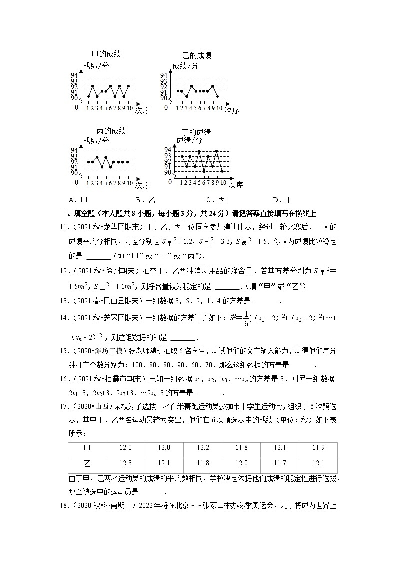 专题20.2数据的集中趋势练习题 （原卷+解析版）03
