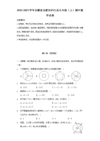 2022-2023学年安徽省合肥市庐江县九年级（上）期中数学试卷（含解析）