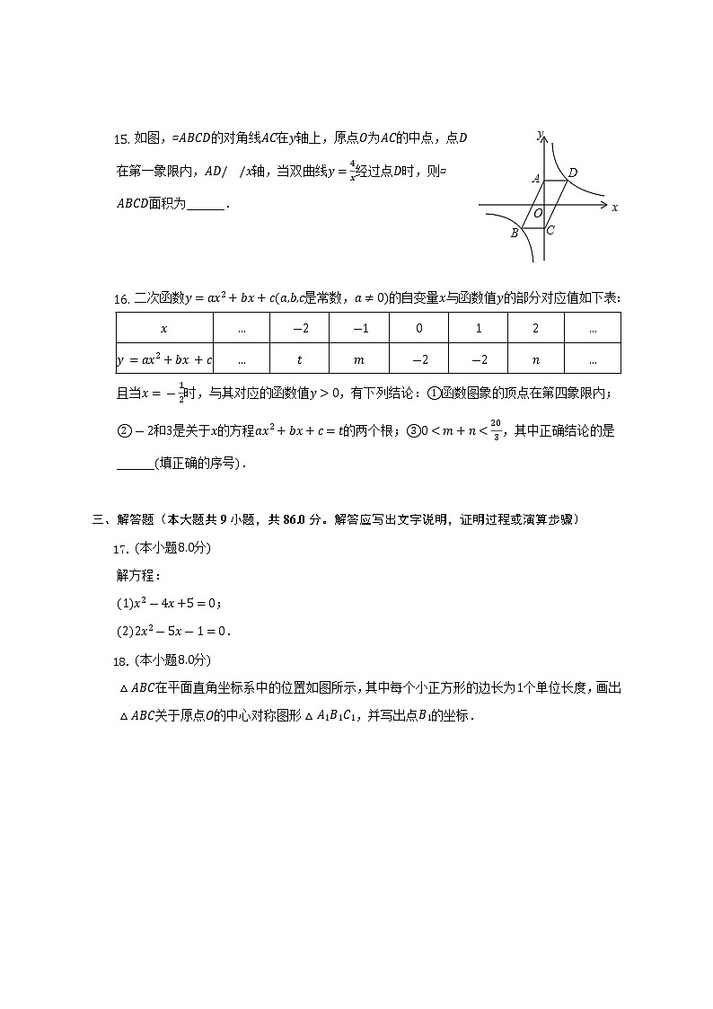 2022-2023学年福建省厦门十一中九年级（上）期中数学试卷（含解析）第3页