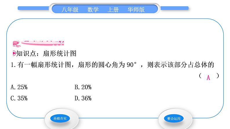 华师大版八年级数学上第15章数据的收集与表示15.2数据的表示1扇形统计图习题课件第3页