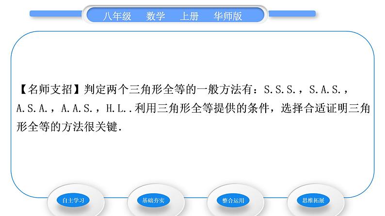 华师大版八年级数学上第13章全等三角形13.2三角形全等的判定5斜边直角边习题课件06