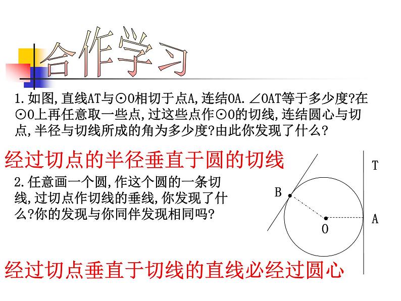 2.1 直线和圆的位置关系(3)-切线的性质定理 浙教版九年级数学下册课件第3页