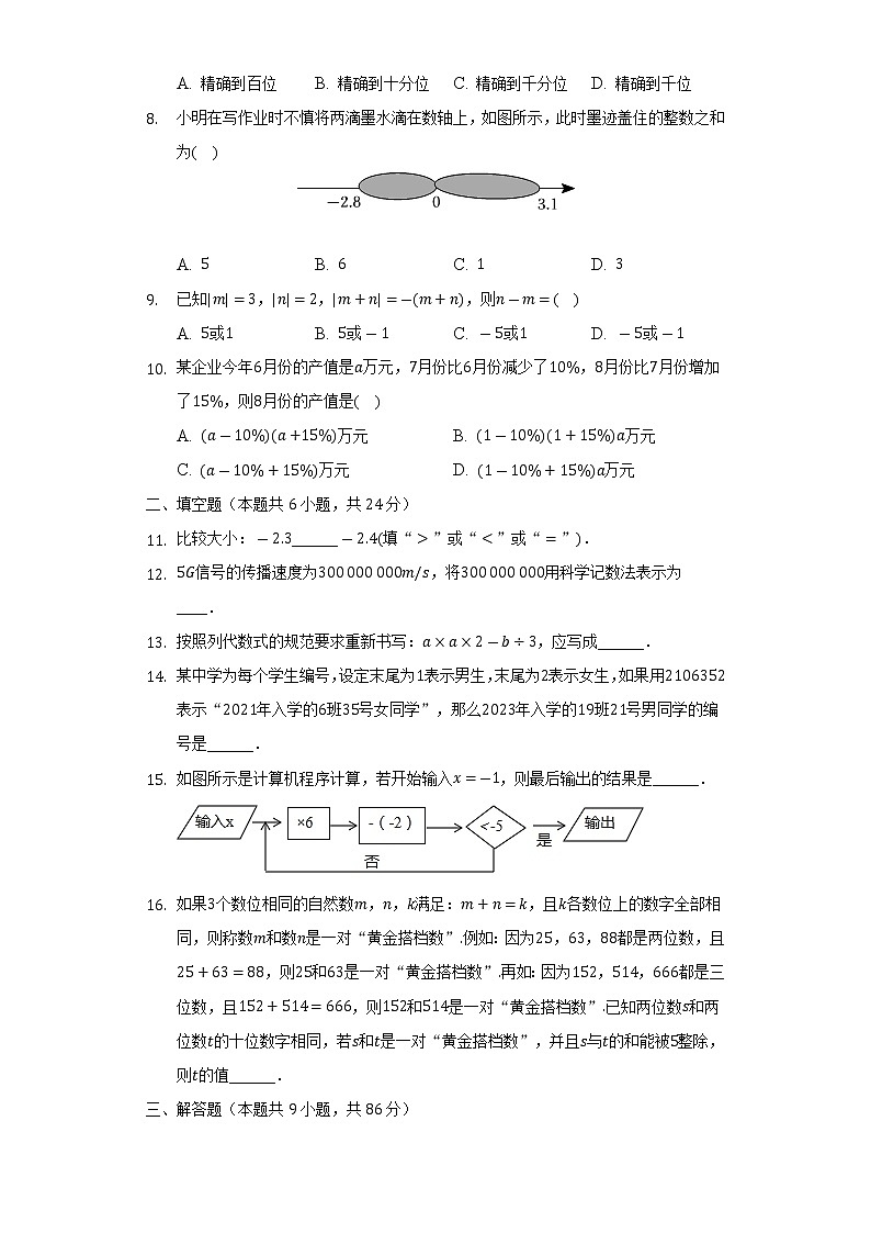 福建省泉州市晋江市安海片区2022-2023学年七年级上学期期中数学试卷（含答案）02