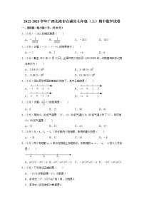 广西北海市合浦县2022-2023学年七年级上学期期中数学试卷（含答案）