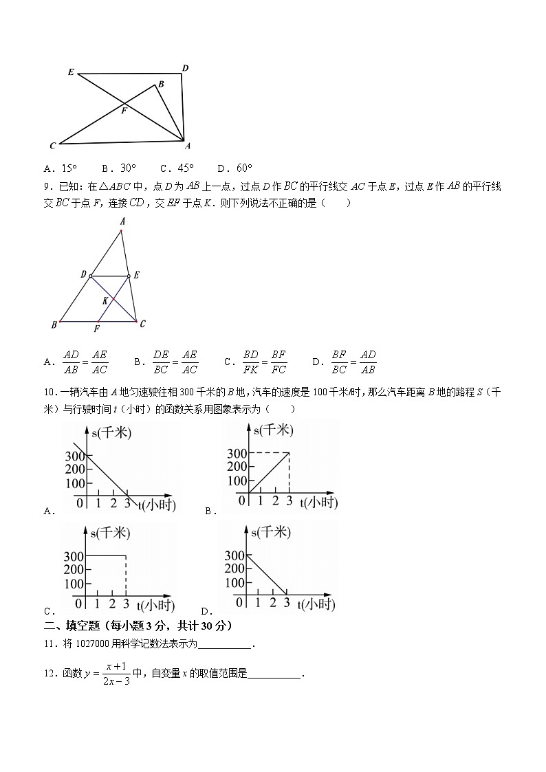 黑龙江省哈尔滨市南岗区萧红中学2022-2023学年九年级上学期期中学情评估数学试卷（五四制）（含答案）第2页